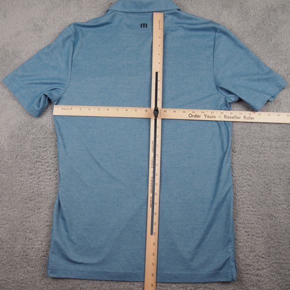 Travis Mathew Polo Shirt Men's Sz Medium Light Blue Striped Pima Cotton Golf EUC - Picture 6 of 11